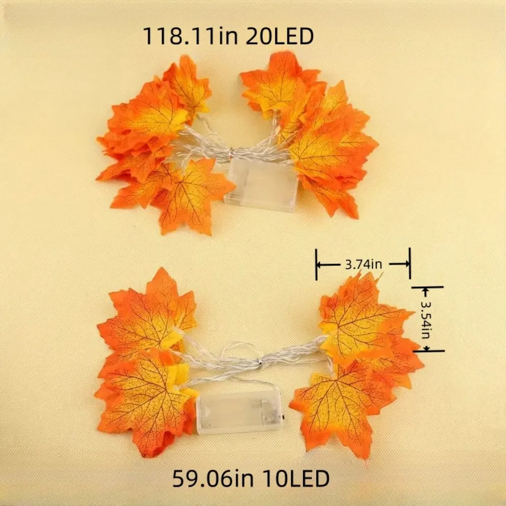 1PC 1.5M10LED/3M20LED Halloween red maple leaf light string,battery powered(without battery),used for autumn harvest decoration