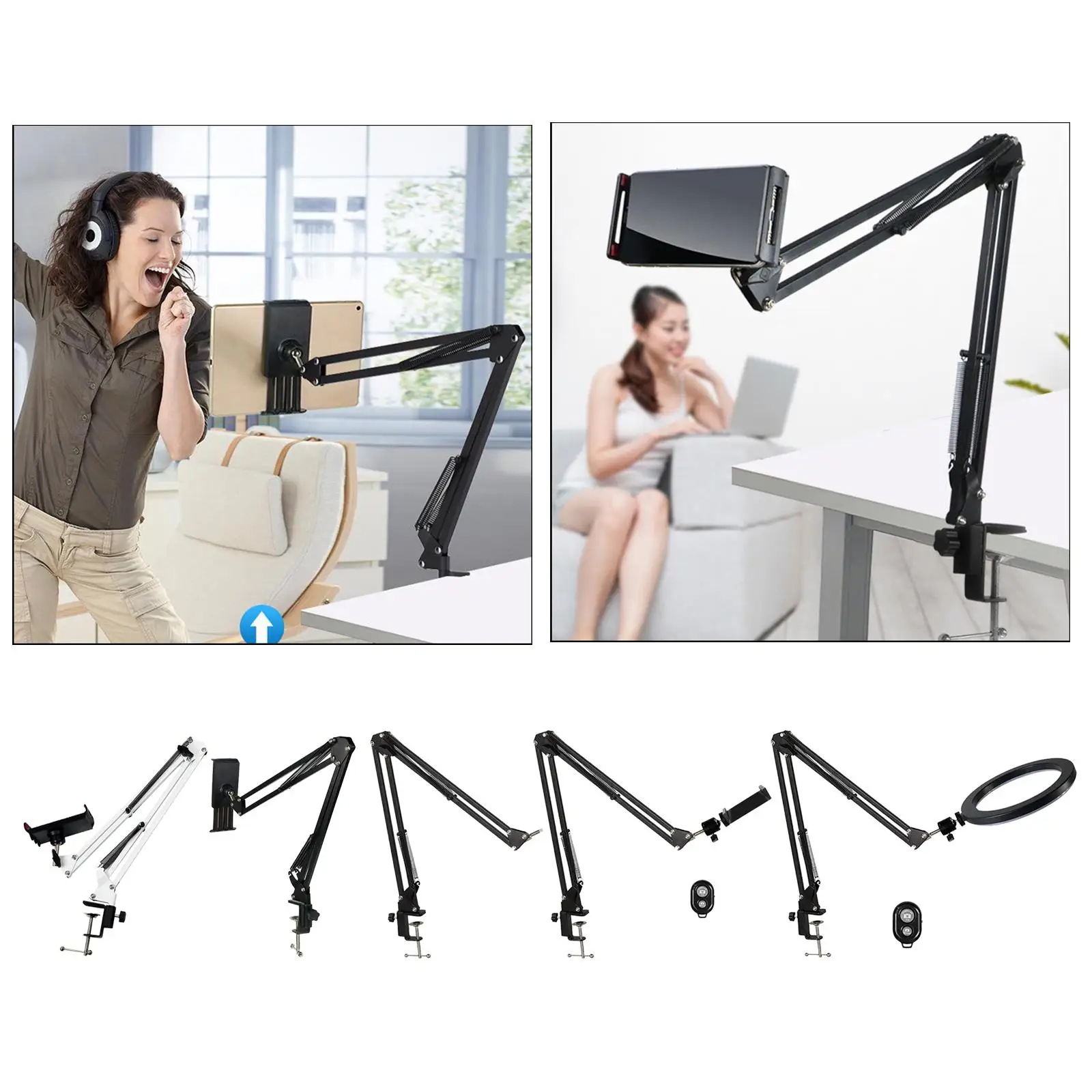 Cell Phone Holder Adjustable Overhead Stand Articulating Arm for Baking