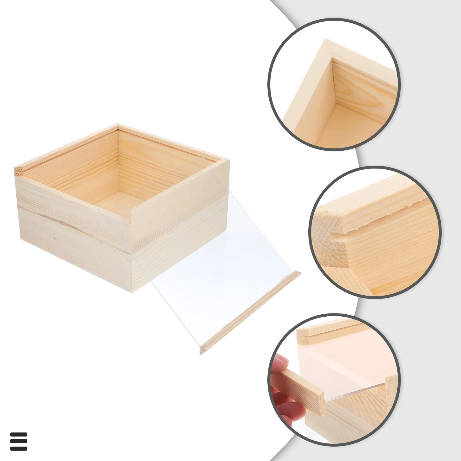 Acrylic Storage Box Teacup Wood Case Earring Folding Clear Lid Jewelry Decorative Holiday Decoration