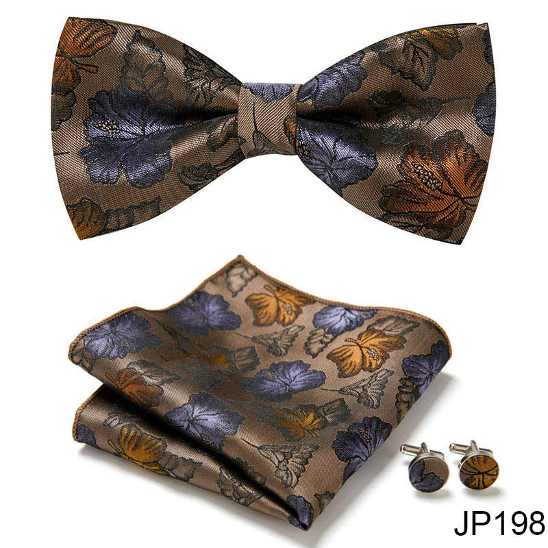 Stylish and elegant men's formal wear British Korean bow bow men's handkerchief cuff link bow tie and pocket square cover