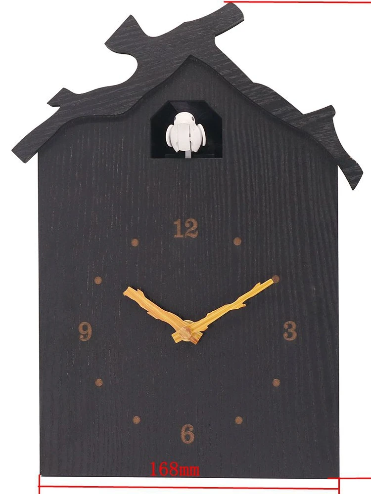 Home decoration solid wood cuckoo bird hanging clock with swinging wood personality and simplicity