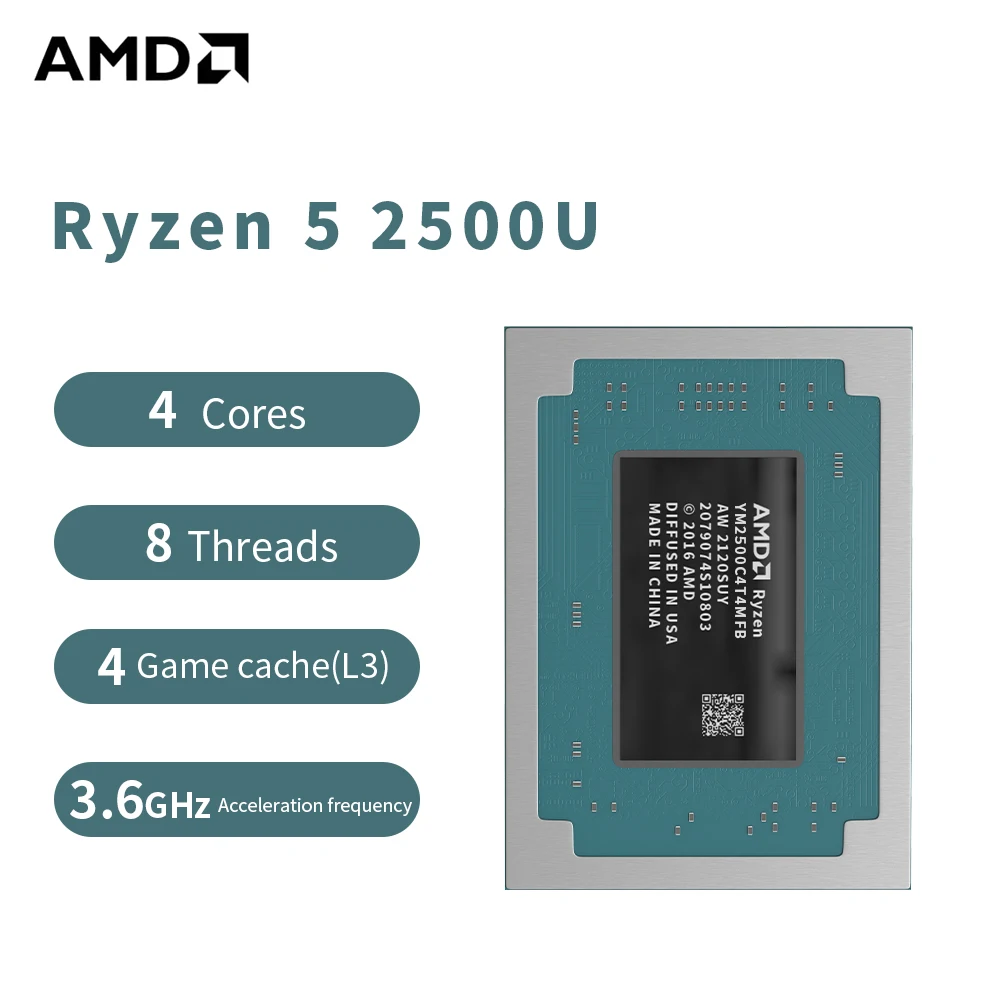 

AMD R5 2500U Ryzen 5 2500U Processor 3.6GHz 4-Core 8-Thread 4MB Game Cache 14NM TDP 12-25W Socket FP5 Gaming CPU YM2500C4T4MFB