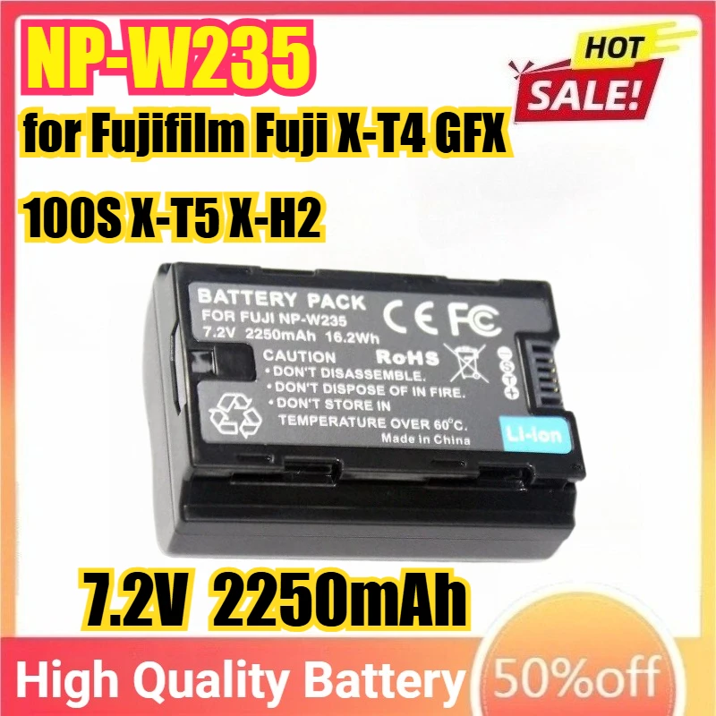 

NP-W235 NP W235 7.2V 2250mAh Camera Battery for Fujifilm Fuji X-T4, GFX 100S, X-T5, X-H2