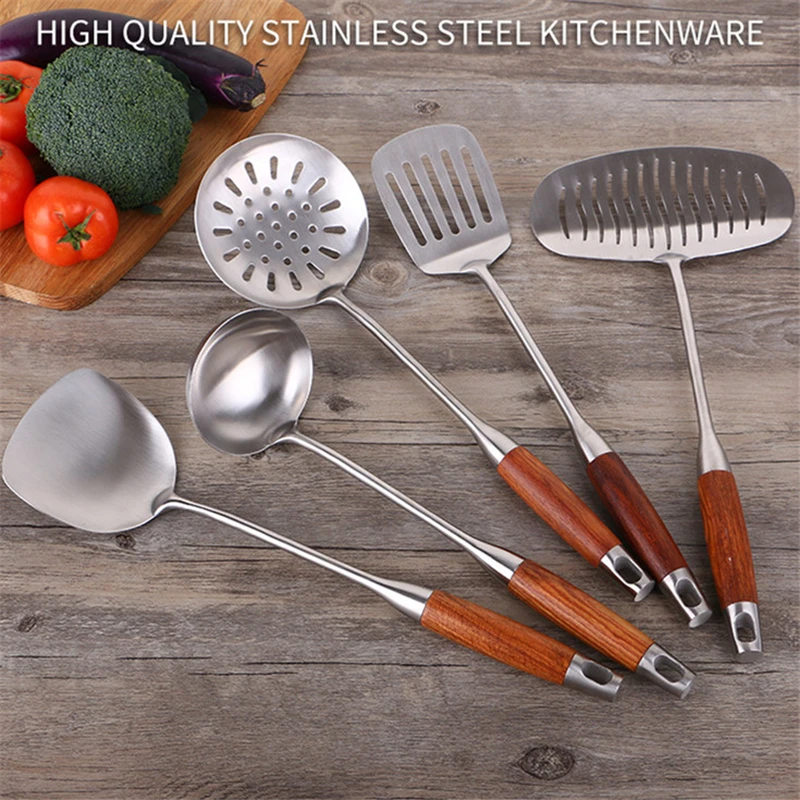 304 Stainless Steel Kitchenware Soup Spoon Fishing Colander Household Kitchen Utensils Frying Shovel Kitchen Tools Cooking Sets