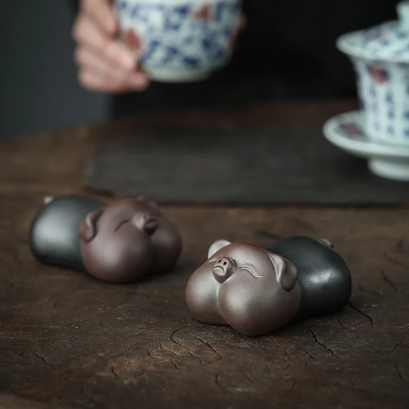 Black Gold Sand Piglet Tea Pet Purple Sand Tea Play Tea Art Boutique Can Raise Zhaocaifu Pig Tea Tray Tea Worm Decoration