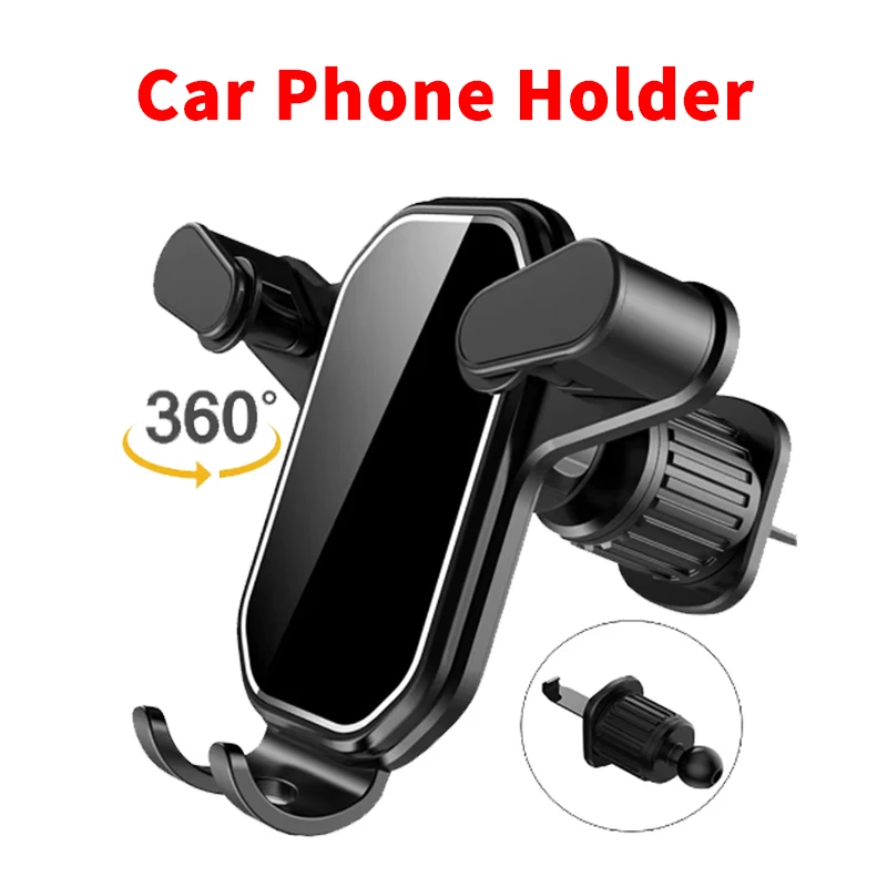 

360 Degree Rotating Gravity Phone Holder With Hook Universal Car GPS Support Auto Ventilation Holder For IPhone Car Accessories