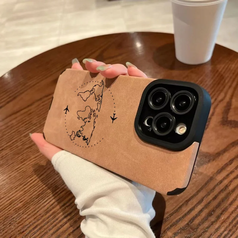 Funda de teléfono con patrón de mapa del mundo de ruta de viaje para iPhone 17 16 15 Pro 14 13 12 11 7 Pro Max 16 Plus Air X XR XS Max cubierta a prueba de golpes