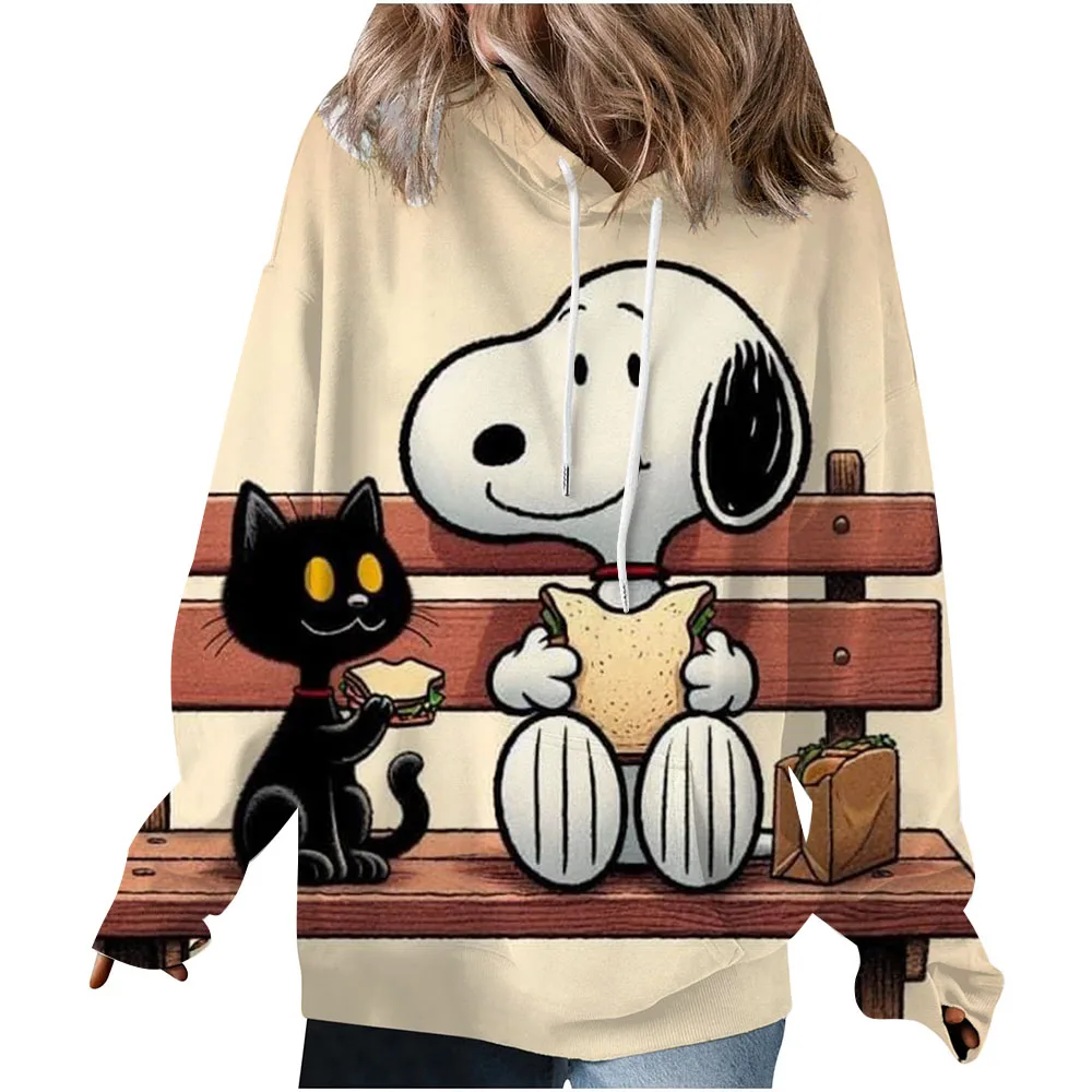 2025 الخريف المرأة هوديي سنوبي ملابس رياضية مطبوعة فضفاضة في الهواء الطلق مباراة كاملة هوديي المرأة الفتيات أفضل الملابس النسائية