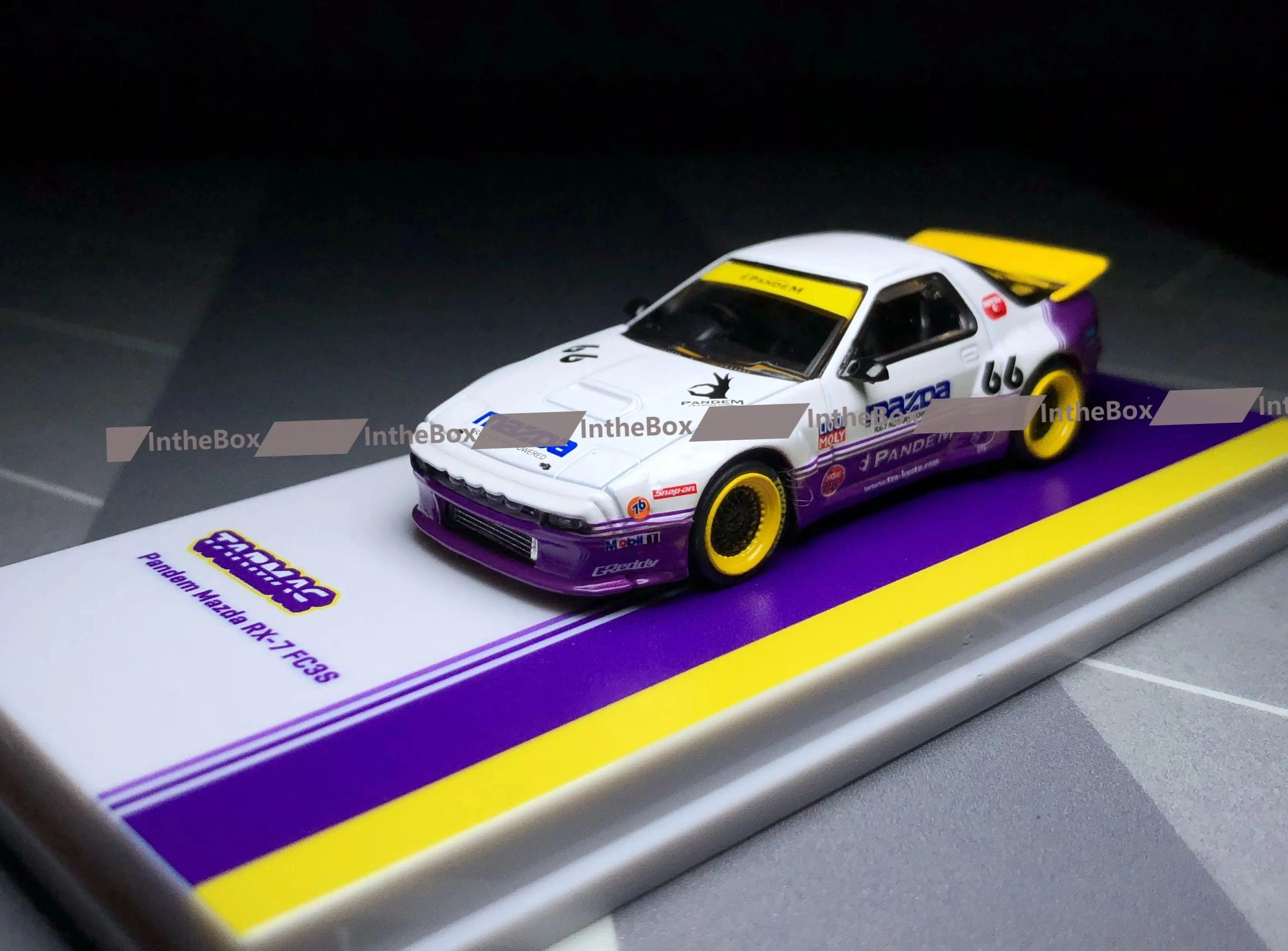 

theBox Store Tarmac Works 1:64 Pandem RX-7 FC3S White / purple Diecast Model Car Collection Limited Edition Hobby Toys
