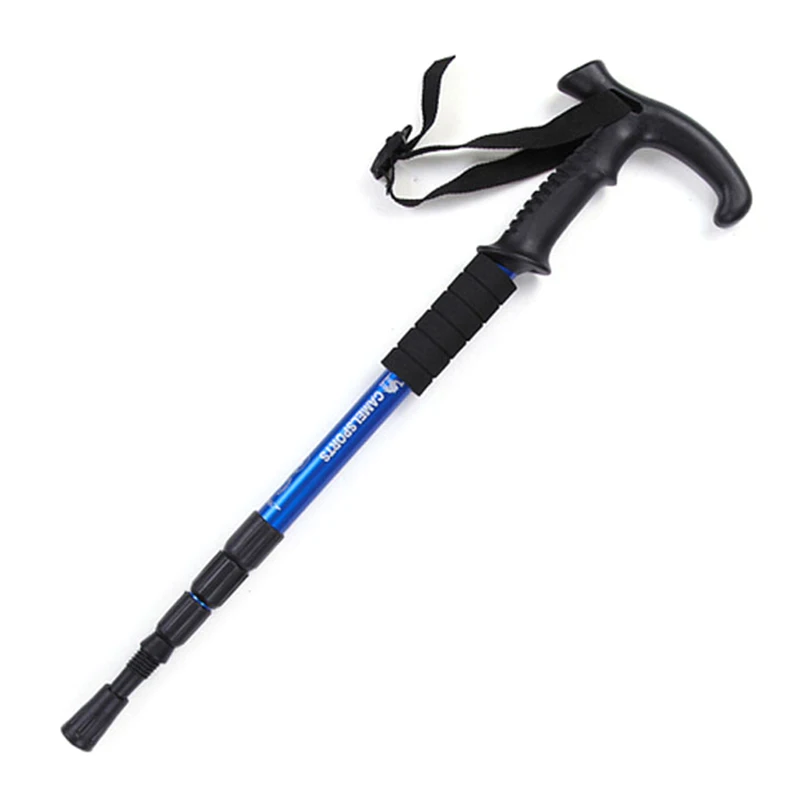 4-Section Outdoor Walking Stick Portable Telescopic Trekking Pole Anti Skid Aluminium Alloy Cane Elderly Camping Climbing Stick