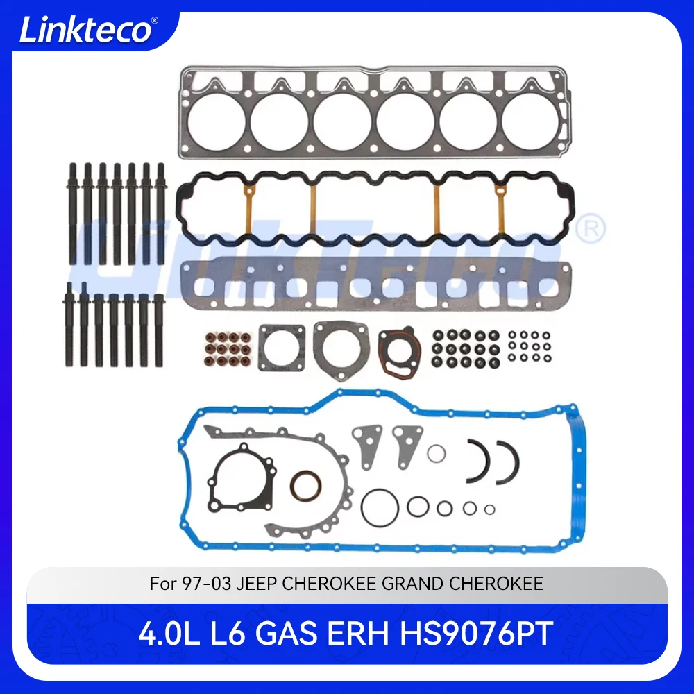 Engine Part Head Cylinder Full gasket set bolts For 98-03 4.0 L L6 ERH GAS OHV For JEEP WRANGLER GRAND CHEROKEE HS9076PT-4 4.0L