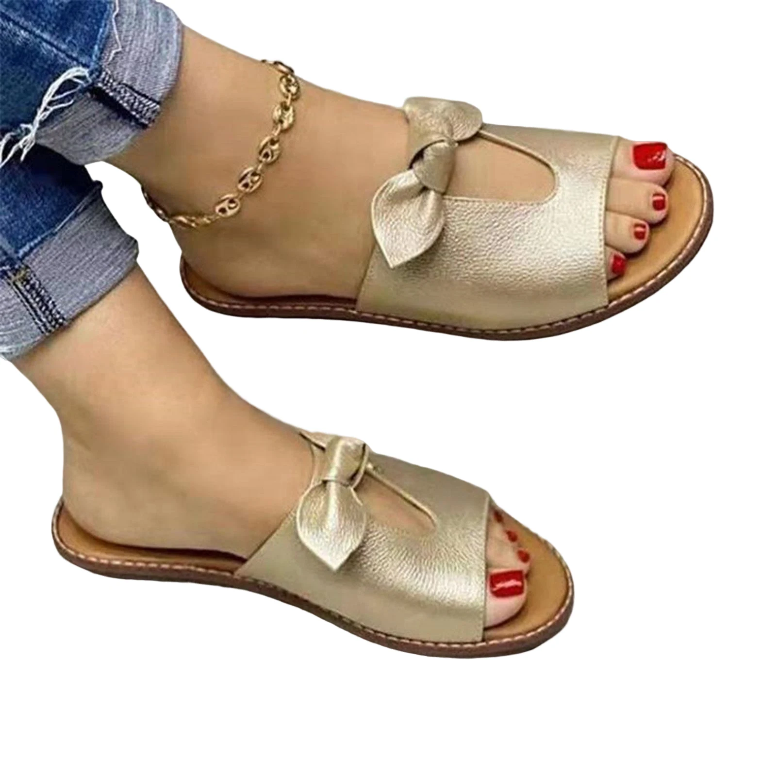 Summer Women Flat Sandals without Grinding Feet Slippers Gift for Christmas Birthday New Year