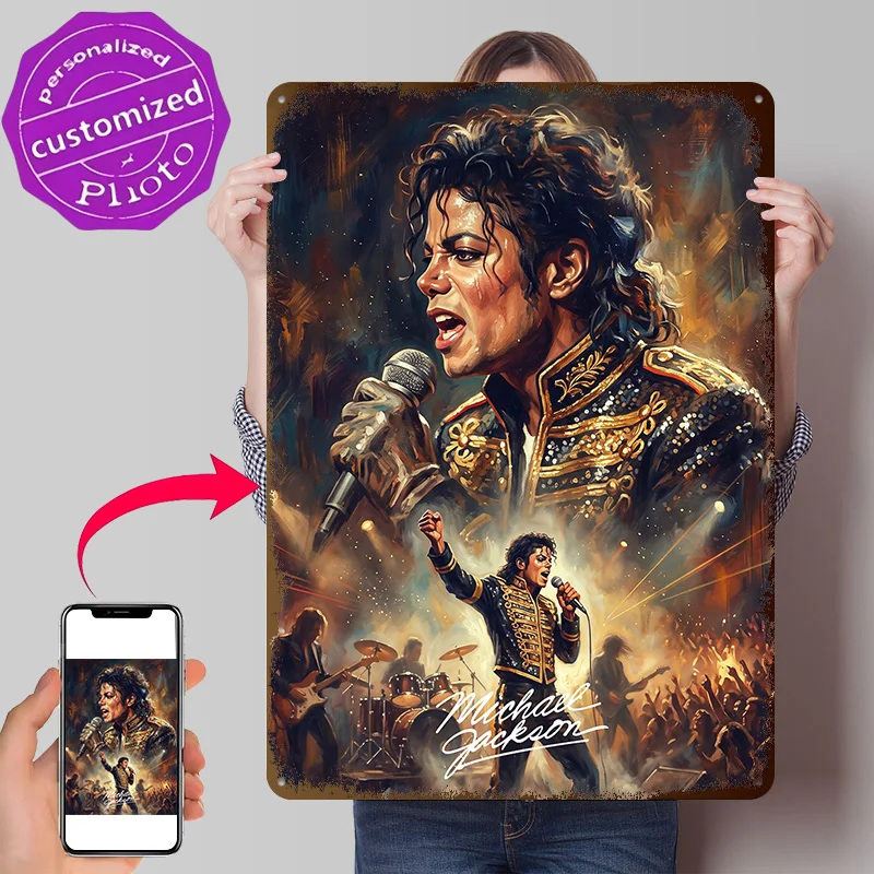 Michael Jackson Performing Live 3D Texture Printed Poster Custom Vintage Metal Tin Plate Sign for Wall Art Room Decoration Items