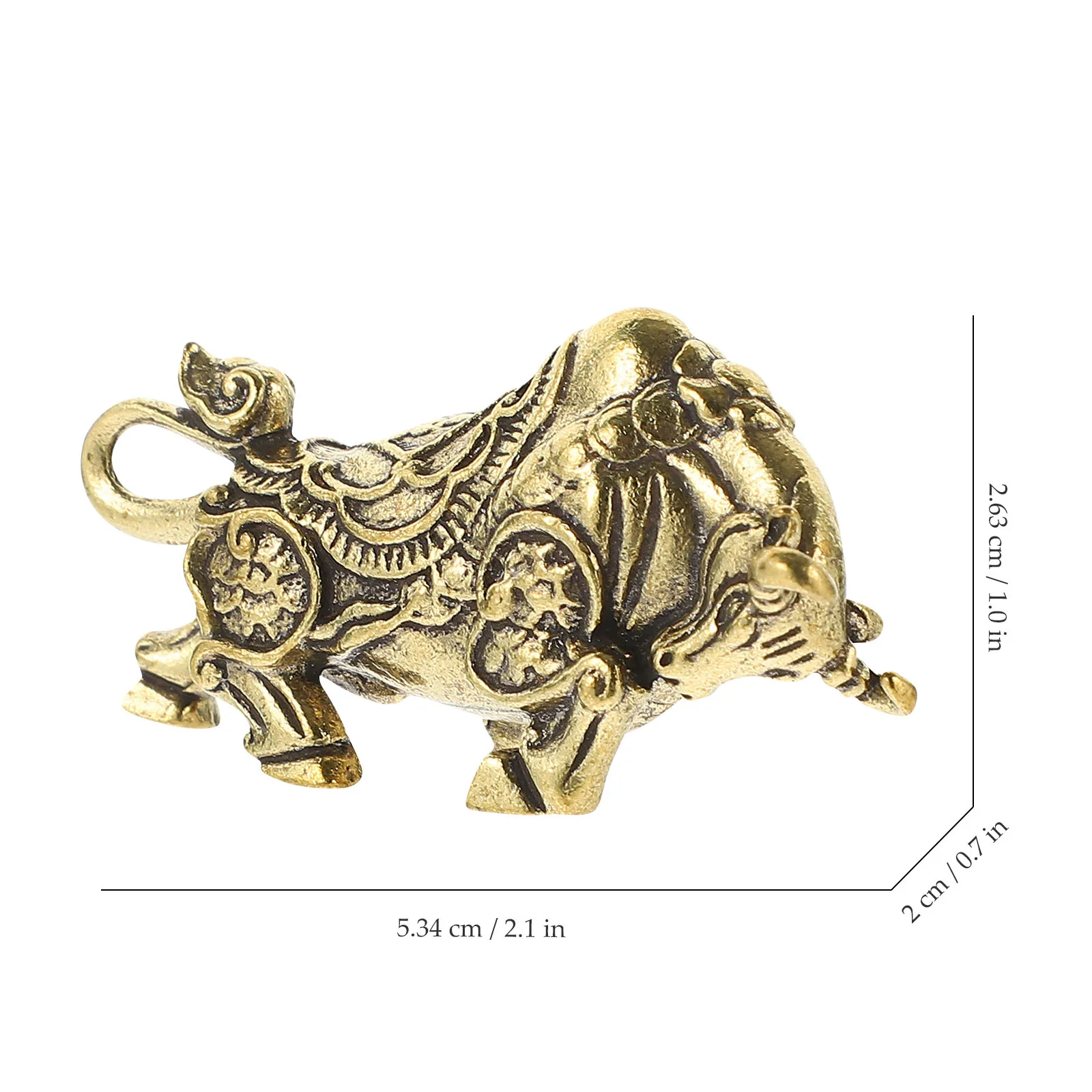 

Zodiac Bullfighting Figurine Decorative Keychain Pendant Home Ox Brass Model Creative DIY Accessories