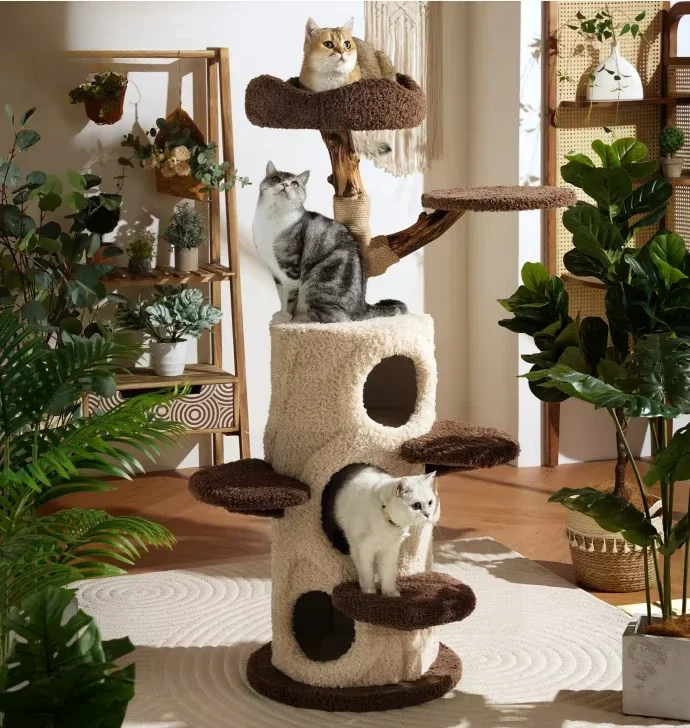 

cat tower large Size cat tree Wooden Sisal cat climbing frame Modern Luxury pet house