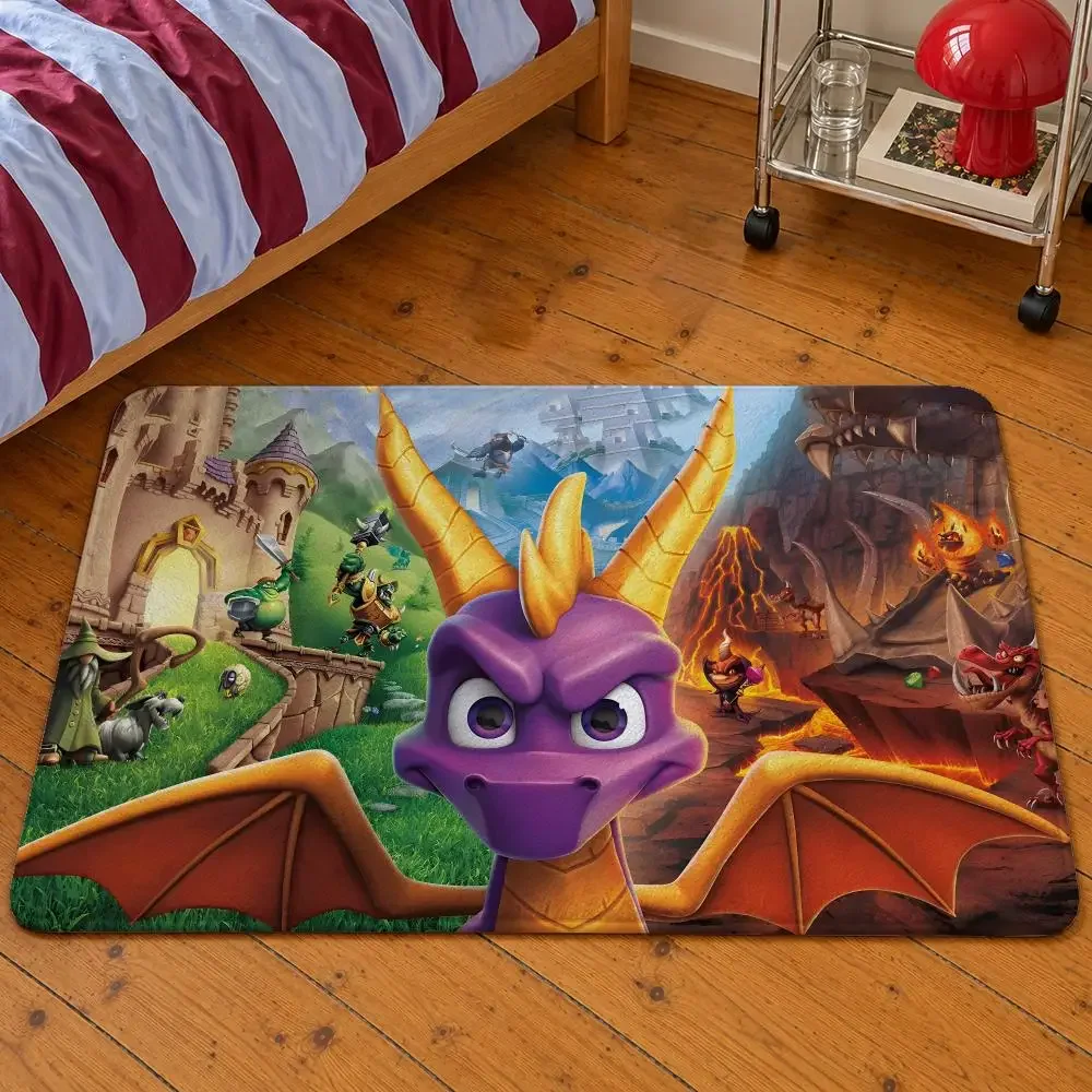 Game Spyro the Dragon Sparx Gnasty Gnorc Floor Mat Soft Flannel Entrance Doormat Non-Slip Washable Rug For Bedroom Home Decor