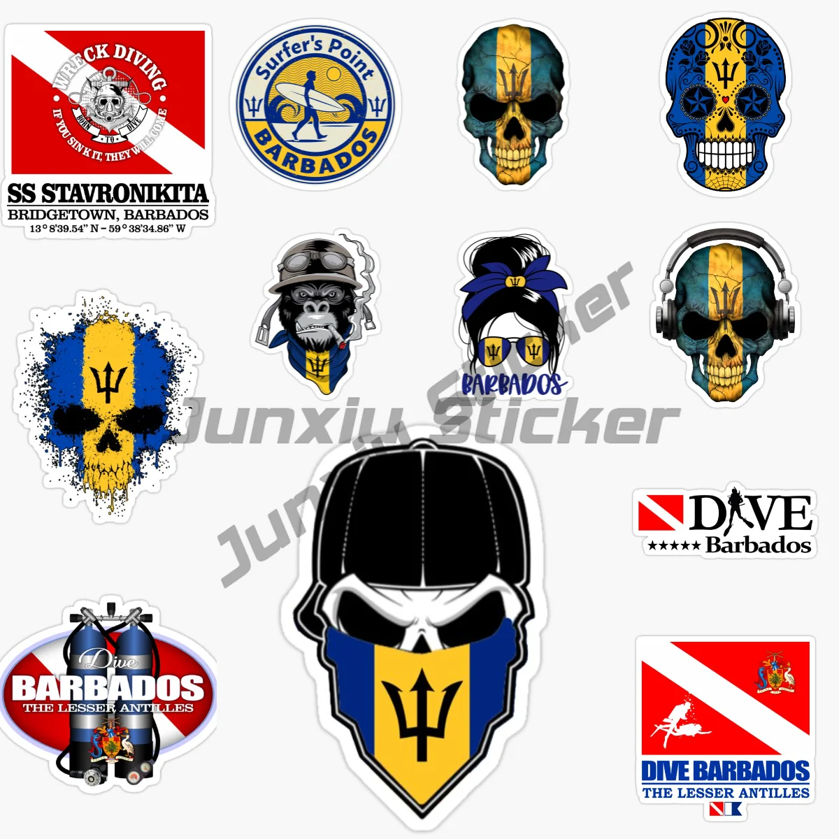 

BARBADOS National Flag and Emblem Window Truck Car Vinyl Self-adhesive Bumper Sticker Waterproof Laptop Wall Decal