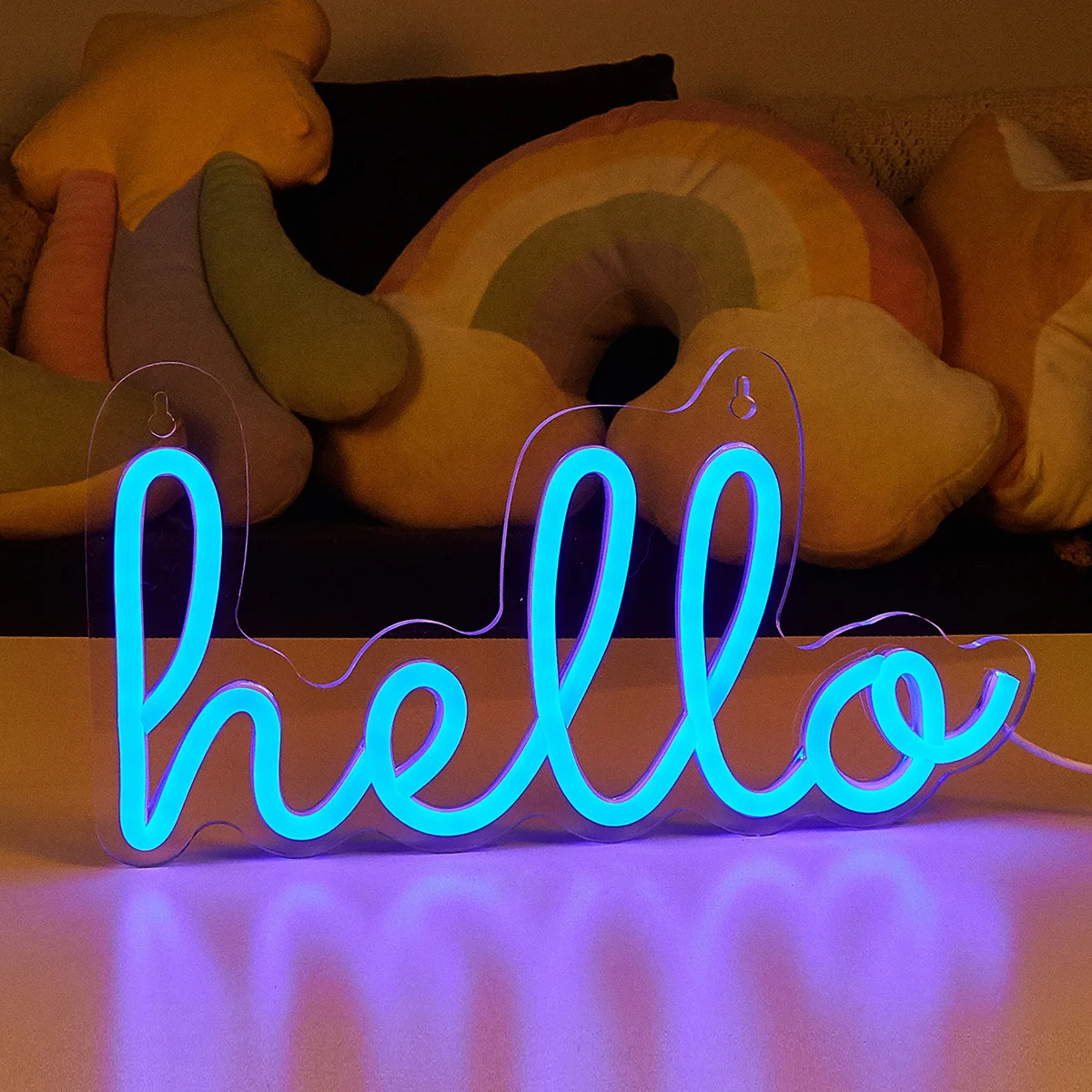 Chi-buy Hello LED Neon Sign USB Powered Neon Signs Night Light 3D Wall Art & Game Room Bedroom Living Room Decor Lamp Signs