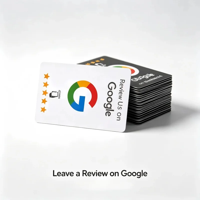 NTAG215 White Google Review Tap NFC Card 13.56MHz Reusable Programmable For Shop Business Customer Feedback