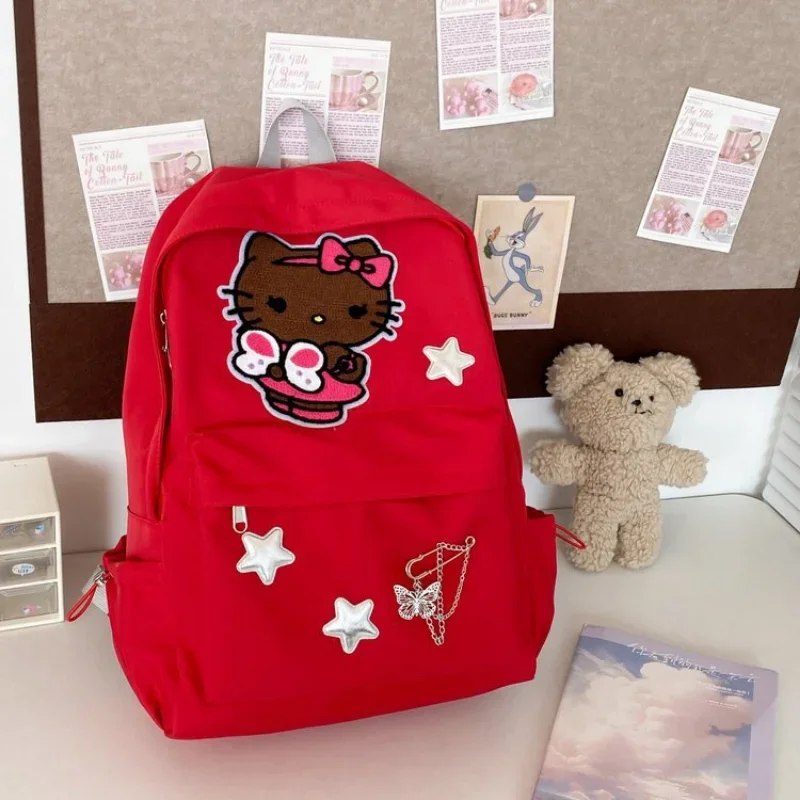 Sanurgente-Sac à dos étudiant Hello Kitty pour enfants, sac à dos léger de dessin animé mignon, sac à dos anti-taches de grande capacité, nouveau