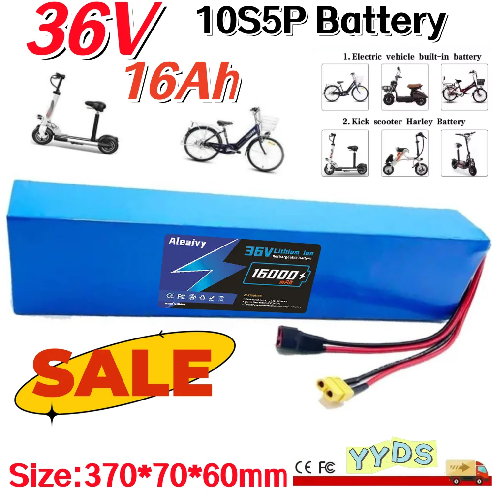 

New 36V 16000mAh(16Ah)18650 Lithium BatteryPack 10S5P 700W High-power With BMS For Electric two wheelers/motorcycle spare Cell.