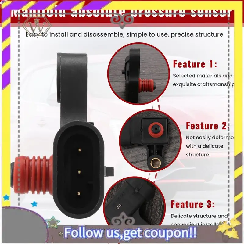 L38A-MAP Manifold Absolute Pressure Sensor สําหรับ 2004 ถึง 2008 Aveo Optra 1.6L