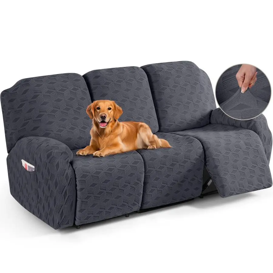 

Recliner Sofa Covers Stretch Reclining Couch Cover, Jacquard Recliner Couch Cover for 3 Seat Furniture Protector Sofa Slipcovers