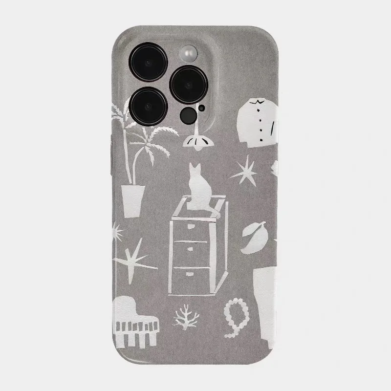

Ins Light Grey Cat Daily Phone Case for IPHONE 17 Air 16E 15 PROMAX 14 Plus 13 12 MINI 11 PRO 16Plus XR X SE Acrylic Phone Cover