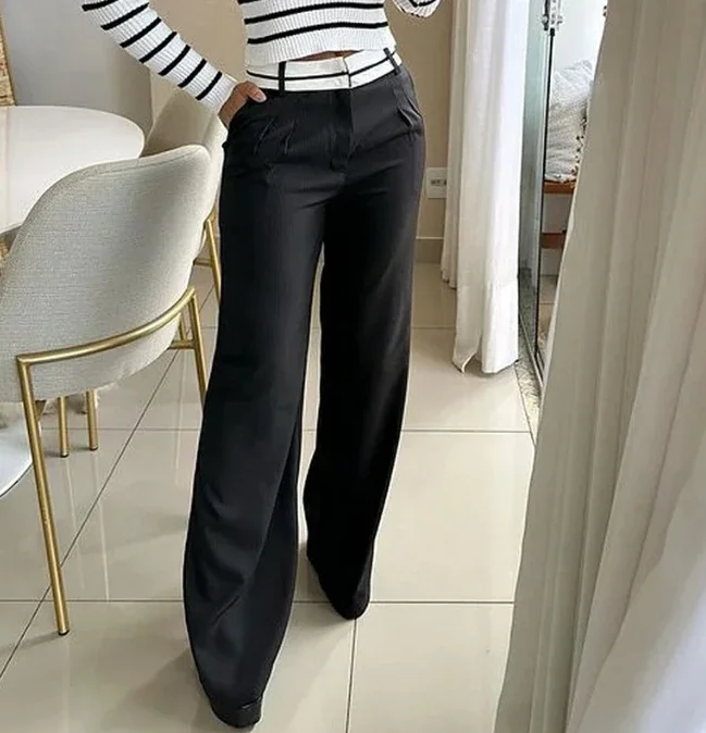 2024 Autumn Winter Spring New Fashion Casual Striped Long Sleeve Top Loose Pants Set Womens Two Piece Sets Outfit Female Suit