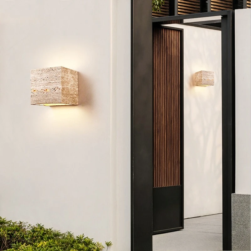 Japanese Wabi-sabi Style Bedroom Bedside Wall Lamp Yellow Retro Style Outdoor Waterproof Decor Lighting for Villas Courtyards