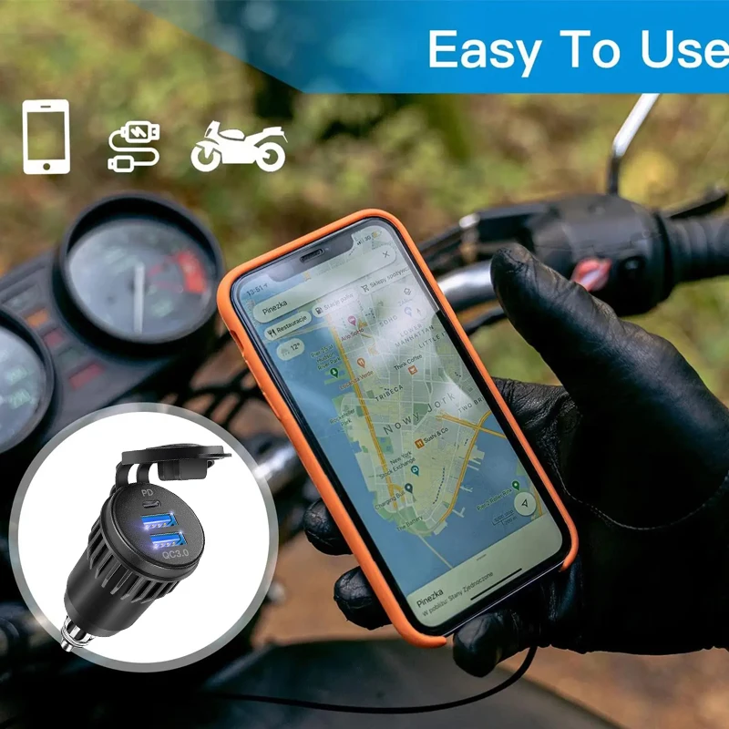 Chargeur étanche pour moto 30W QC3.0 USB type C PD, adaptateur d'alimentation Hella DIN, prise de courant rapide pour BMW Ducati Triumph