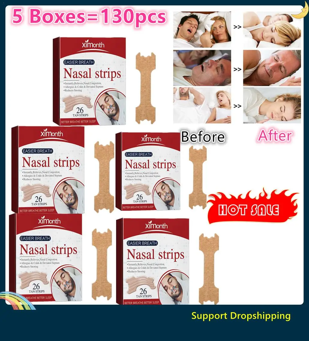 5x Nasal Strips Improve Sleep Reduce Snoring Relieve Nasal Congestion Extra Strength Work Anti-snoring Patch Sleep Relaxing Stic