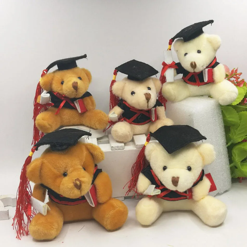 Niedlicher Plüsch-Pelz-Pompon-Doktor-Teddybär-Schlüsselanhänger für Damen, Bären-Spielzeug-Schlüsselring, Taschen- und Autoanhänger, für Hochzeit, Party, Abschlussfeier, Valentinstag