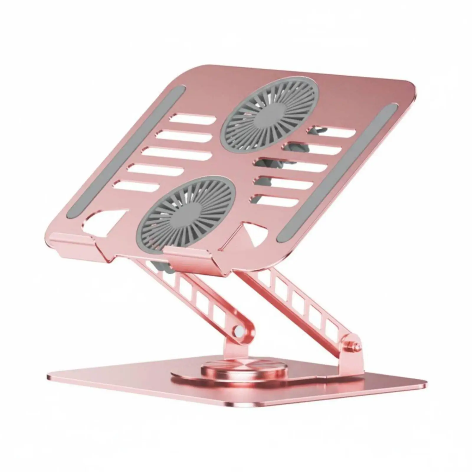 Rotating Aluminum Laptop Cooling Stand with Dual Fan Ventilation for Heat Dissipation Foldable Riser for Desk Up to 17 Inch