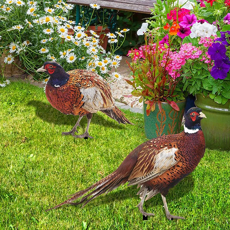 Y Decorative Garden Stake Statue Yard Lawn Ornament Sculptures Acrylic Pheasants Stake Outdoor Art Ground Plug Decor