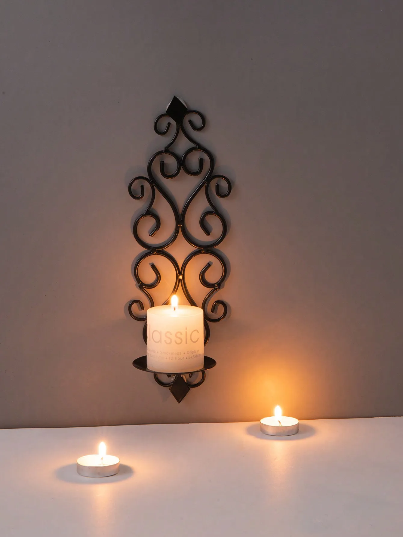 1pc Rustic Gold Wrought Iron Wall Candle Holder: Home/Bar/Spa Decor - Holiday Gift