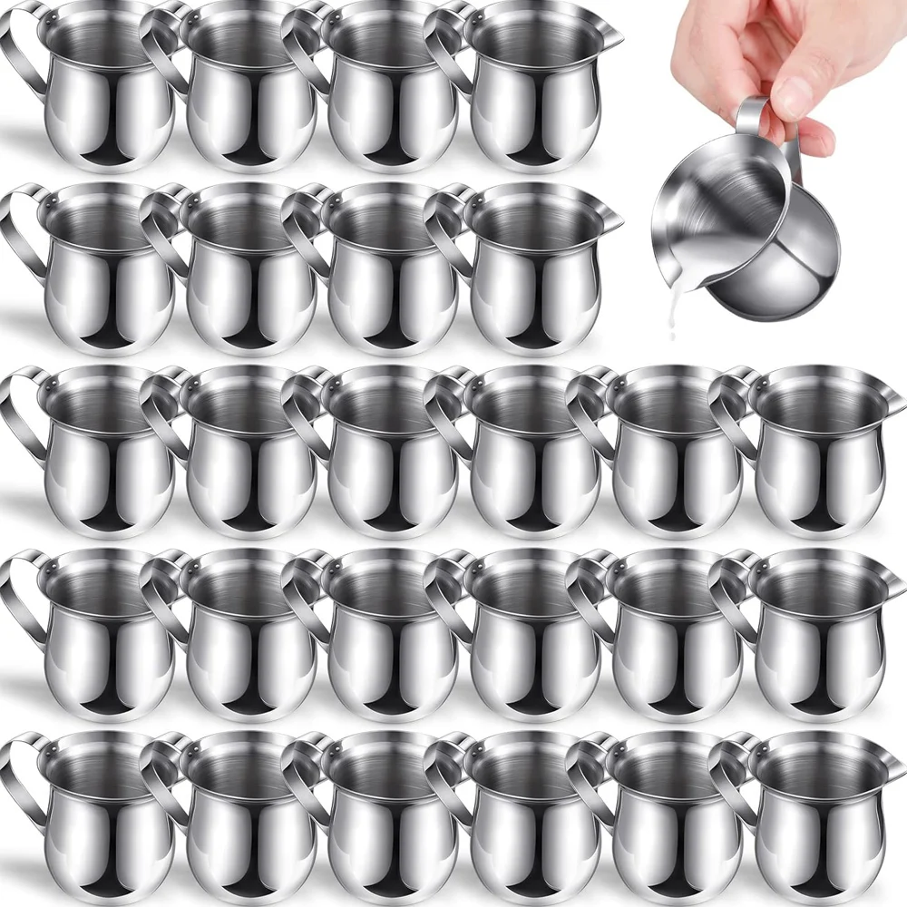 

Stainless Steel Bell Creamers 3 Ounce Creamer Pitcher Mini Coffee Milk Pitchers with Handle and Pouring Spout Cups for Serving