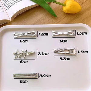 24 pcs/bộ Y2K Bạc Kim loại STAPLES CHO PHỤ NỮ STAR CLIP CLip 8 Tóc bán hàng chính cho người lớn - №6