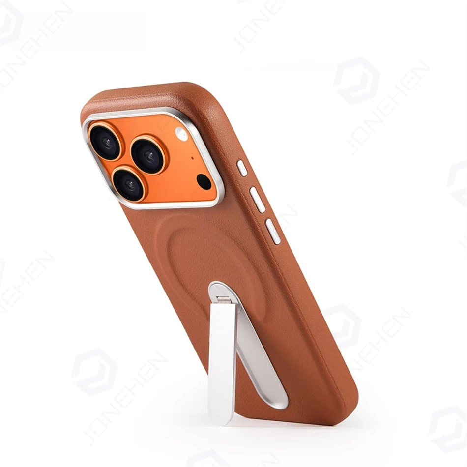 Magnetic Retro Leather Stand Holder Case For IPhone 17 16 15 14 13 Pro Max Wireless Charge Shockproof Armor Cover For Magsafe - view 6