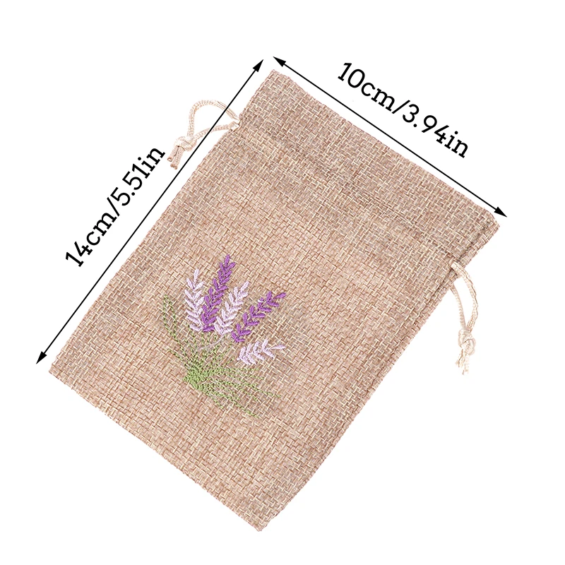 1Pc Lavender Pouches Dry Flower Aroma Bags Embroidery Lavender Pouches Cotton Jute Seeds Bags Aromatherapy Bag