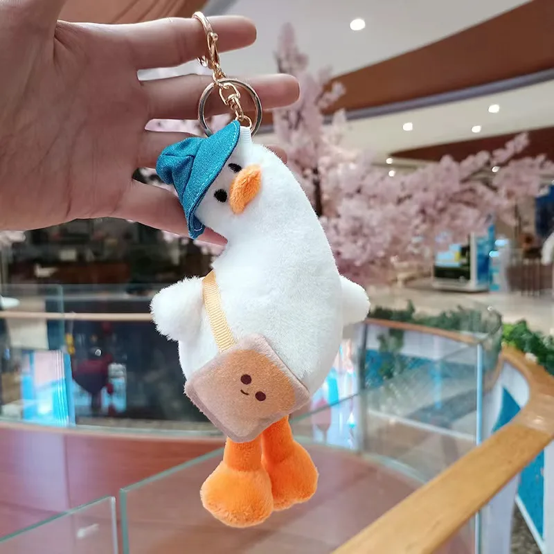 Porte-clés en peluche de dessin animé de canard mignon Kawaii, accessoire de sac de voiture en peluche mignon, porte-clés de Couple garçon et fille, pendentif d'amoureux, cadeaux