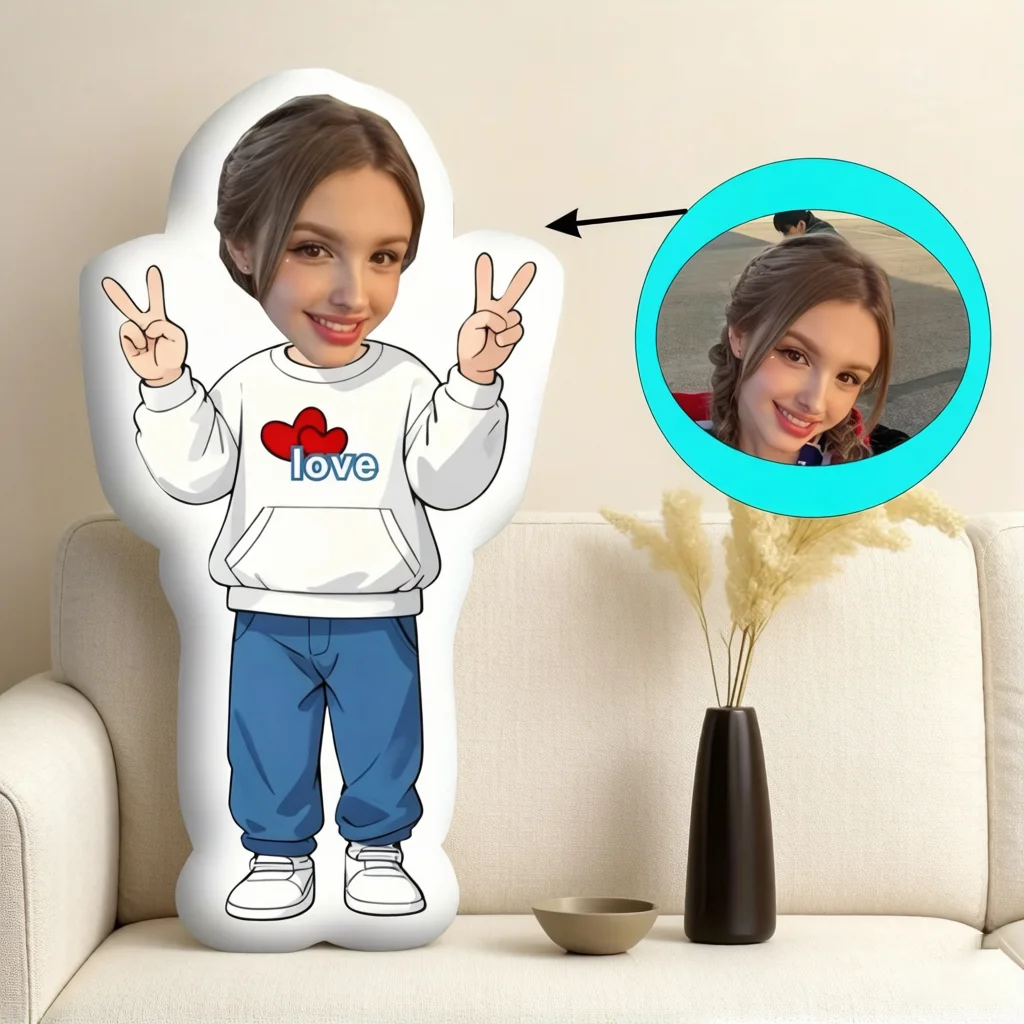 Personal Portrait Custom Fun Pillow, Cute Girl Image Design, Sofa Embellishment Pillow Anniversary Commemorative Creative Gift