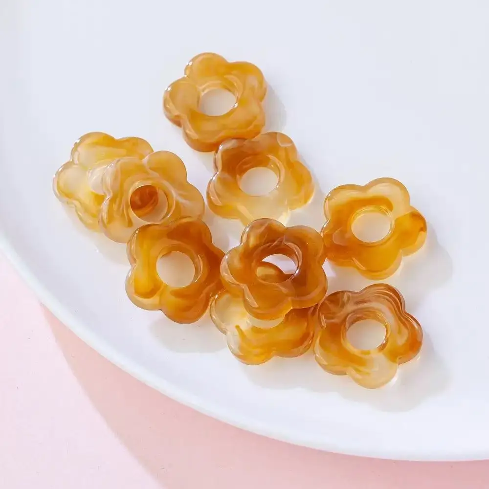 20pcs 19mm No Hole Hollow Five-petaled Flower Smudged Acrylic Beads Flower DIY Hair Accessories Hairpin Chain Jewelry Making image 6