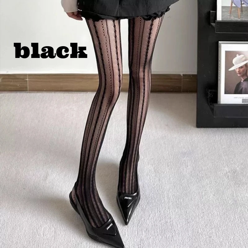 

1/5 пар женских сетчатых чулок с вертикальными полосками, винтажным ажурным узором и противоскользящей подошвой, сексуальные, сетчатые, с эффектом обтягивания