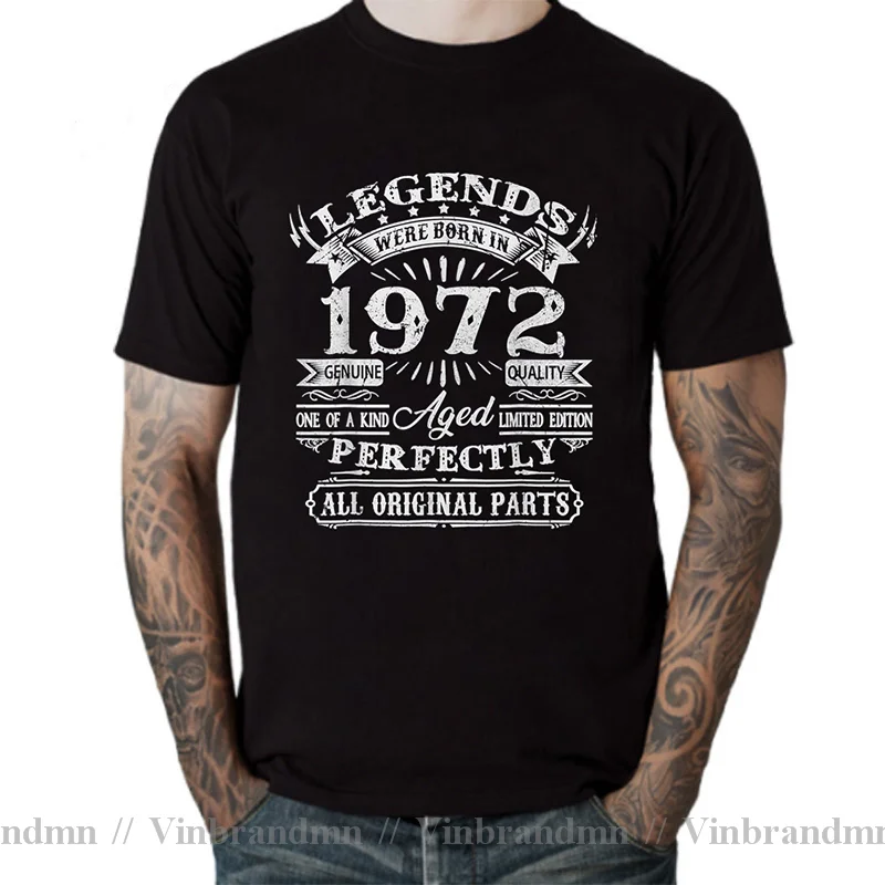 Vintage Gold Limited Edition Legends Were Born In 1972 50 Years Old T-Shirt 50th Birthday TShirt Black Tees Made in 1972 T Shirt