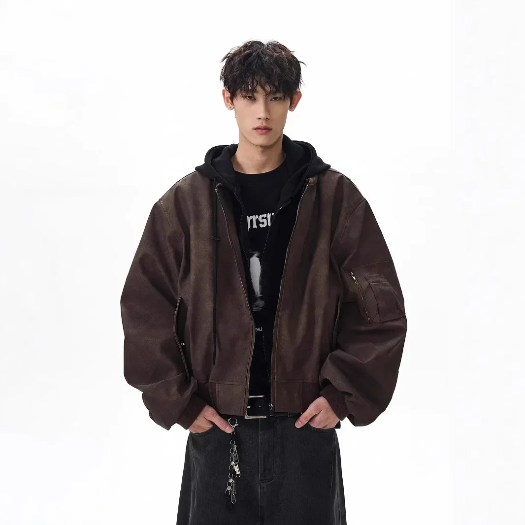 

2025New Hooded Leather Jaet Boys Bomber Jaet Motorcycle Sle Winter Warm Thiened Casual Loose Solid Color Fit Man Top