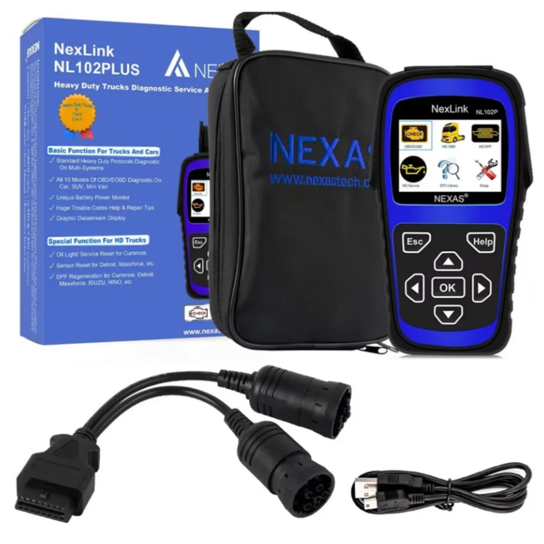 NexLink NL102P OBD2 Auto Scanner Car Diesel Truck D.P.F Regenerate Oil Reset For Diesel 2 in 1 Heavy Duty Trucks Diagnostic Tool