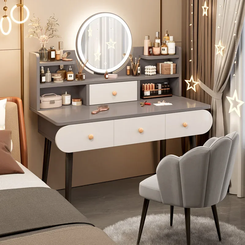 

Dresser bedroom simple modern small apartment makeup table 2024 new makeup table cosmetics storage locker