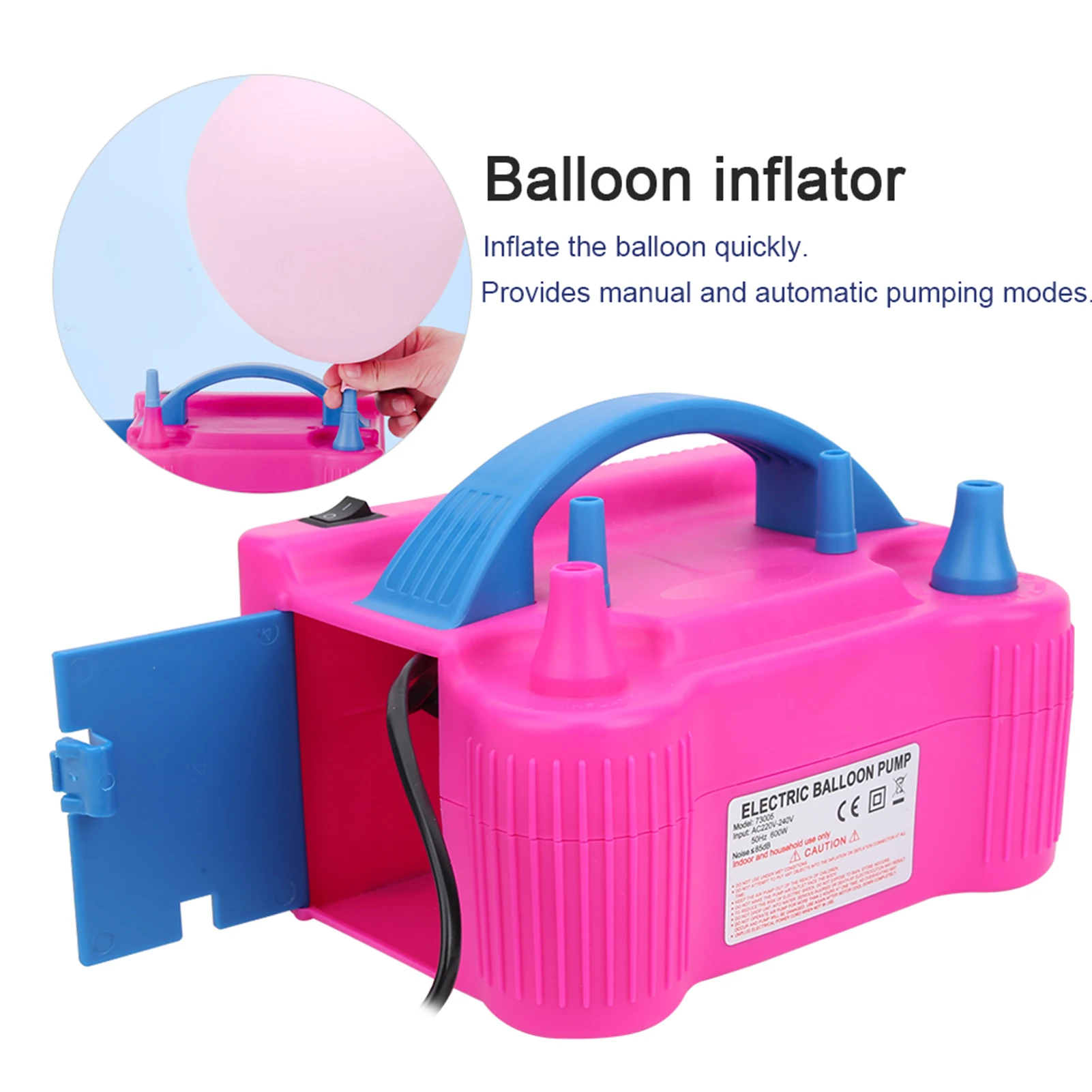 Blower Air Inflator Electric Balloon Pump Blower Air Inflator 2 Nozzle Small Portable High Power 600W Stable Rate Inflation Pump