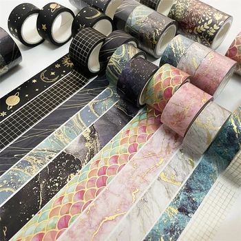 3 pz/set Cielo Stellato Onda Plaid Mascheratura Lamina D'oro Washi Nastro Carino Arte Mestiere Adesivo Decorativo Fai Da Te Scrapbooking Etichetta Adesiva